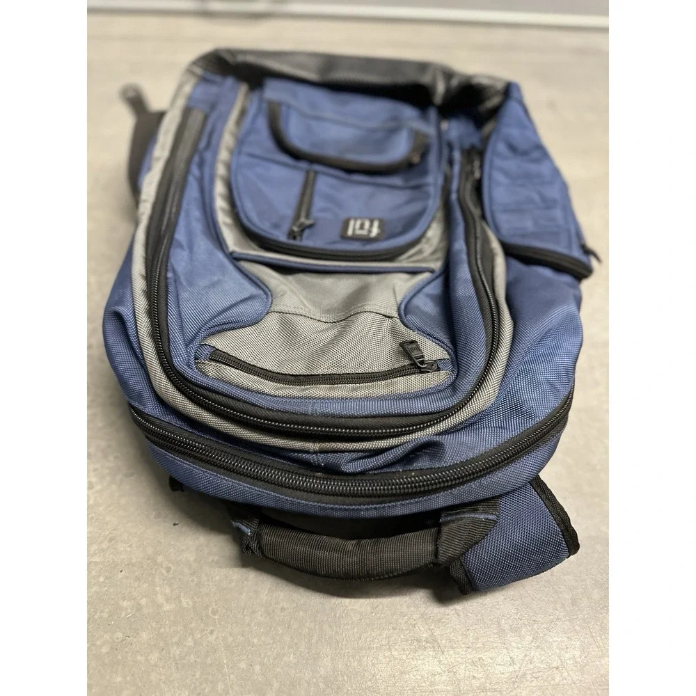 FUL Backpack Blue Gray Laptop School Travel Multi Pocket Adjustable